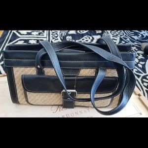 Kate Landry-Straw Bag trimmers with black leather